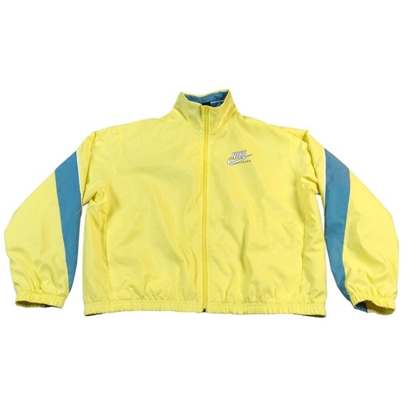 Nike Jacket Womens Large‎ Yellow Heritage Woven Polyester Colorblock Vintage - Picture 1 of 10